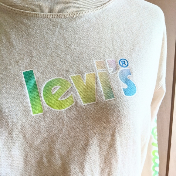 Levi's Cream and Multicolor Long Sleeve Crewneck Women's Size Small - Picture 5 of 8